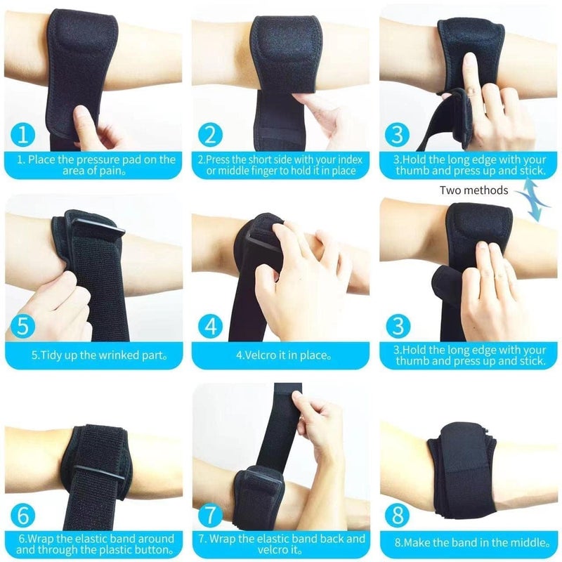 Movclstud حماية الساعد، حزام دعامة كوع التنس للرجال والنساء، دعامة كوع لاعب الجولف، أشرطة حماية الساعد، وسادة دعم كوع الجولف، تخفيف التهاب الأوتار في الكوع (2) - Image 3